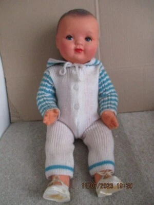 baigneur convert en novoid 42 cm yeux bleus dormeurs habillé - Photo 1/4