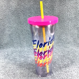 Starbucks Florida 24 fl oz. Cold Cup Tumbler Reusable Straw BPA Free Rare Coffee - Picture 1 of 5