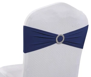 100 marcos de silla elásticos de spandex azul marino arco con hebilla deslizante decoración de boda - Imagen 1 de 3