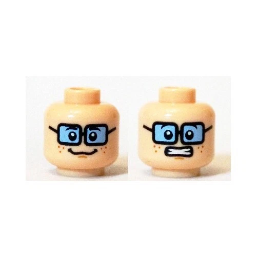 LEGO - Minifigura, Cabeza de Pecas Femeninas, Gafas Tintadas de Azul, Sonriente / Miedo Foto 1 de 1