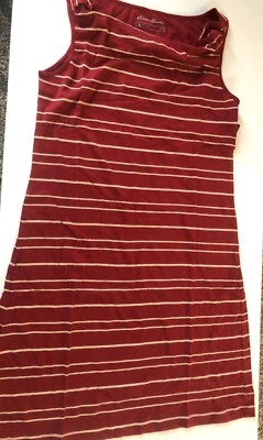 Novo Eddie Bauer Outdoor~ Vestido listrado de malha de algodão, vermelho com listras brancas~MED - Imagem 1 de 4