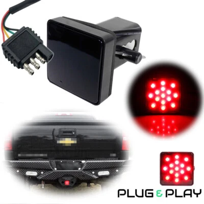 2" Smoked 15-LED Brake Light DRL Trailer Hitch Cover Fit Towing & Hauling - Image 1 of 4