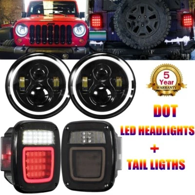 Faros LED redondos de 7" + luces traseras matrícula para Jeep Wrangler TJ 97-06 Foto 1 de 4