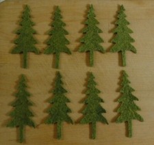 pRiMiTiVe Wool Felt Die Cuts~Penny Rug~Applique~8 Reets Pine Trees~3-1/2x1-1/2