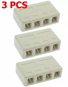 3 Pack 4 Port Blank RJ45 Surface Wall Mount Box For Snap-in Keystone Jack Insert - Picture 1 of 2