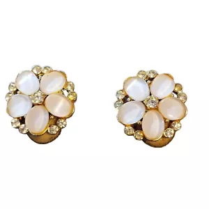 Pendientes con clip en tono dorado clavija cristal transparente vintage - Imagen 1 de 16