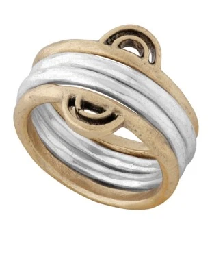 Juego de 4 anillos apilables Geo Tec tono plata Lucky Brand $29 #103 Foto 1 de 4