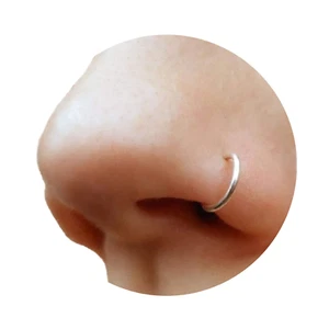 Fake Clip on Nose Ring 20G - Tiny Faux Piercing Hoop - No Piercing Needed (925 S - Picture 1 of 12