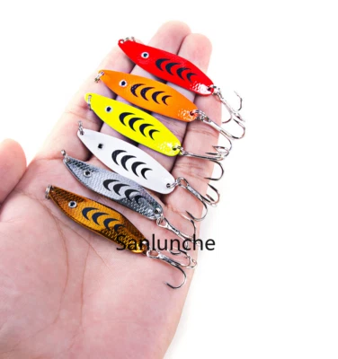 Iscas de pesca 5 peças isca giratória 5cm/6,8g iscas artificiais de metal lâmina robalo - Imagem 1 de 4