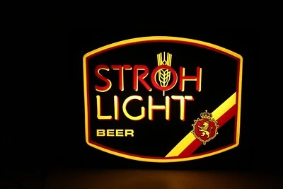 Vintage Stroh Light Beer Faux Neon Light Up Sign Stroh's Brewing Co - Image 1 of 4