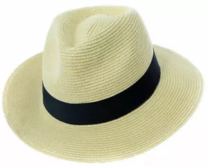 Sombreros para el sol estilo Panamá de paja y algodón aplastables Fedora para hombre y mujer, para limpiar - Imagen 1 de 2
