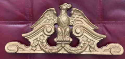 Antique Gilded Cast Iron American Eagle Federal Style Doorway or Pediment Crown Cover