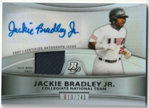 2010 Bowman Platinum JACKIE BRADLEY JR. Auto Relic /740 Jersey RC #PAR-JB - Picture 1 of 2