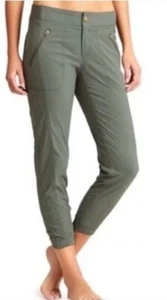 Athleta Trekkie Nylon Button Crop Joggers Army Green Womens Size 0 - Picture 1 of 14