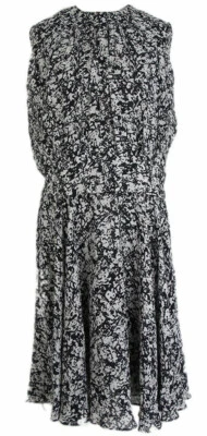 Derek Lam Silk Black White Print Sleeveless Dress Sz 6 $1695 - Image 1 of 4