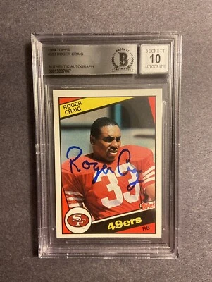 1984 Topps Roger Craig rookie signed. 49ers auto. BAS "10" Autograph Card NM-MT+ — 第 1/2 张图片