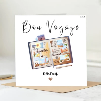 Tarjeta Bon Voyage personalizada, tarjeta emigrante mudanza al extranjero, felicitaciones Foto 1 de 2