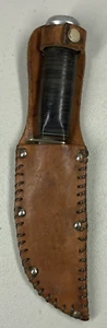 Vtg Voss Cut Co Germany Fixed Blade Hunting Knife Stacked Leather Handle- Sheath - Picture 1 of 21