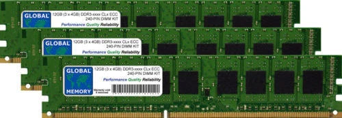 12GB 3x4GB DDR3 1066/1333/1600/1866MHz 240-PIN ECC UDIMM SERVER/WORKSTATION RAM - Image 1 of 1