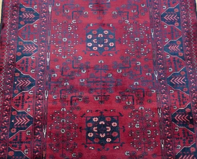 Excellent Turkmen 4'5" x 5' Hand Knotted Wool Afghan Oriental Rug - Image 1 of 4