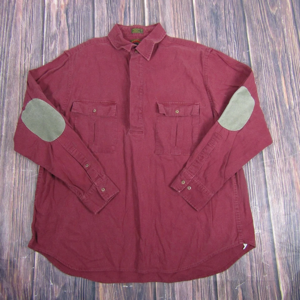 复古 Boston Traders 衬衫男式大号勃艮第套衫肘贴休闲 90 年代 — 第 1/4 张图片