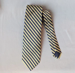 Brooks Brothers 346 Repp Tie 100% Silk Navy Blue Gold Striped Made in USA - Picture 1 of 5
