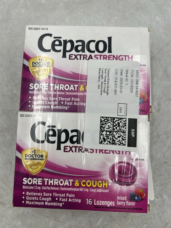 Cepacol Máximo adormecedor dolor de garganta mezclado baya 16 cada uno exp: 12/2026 Foto 1 de 4