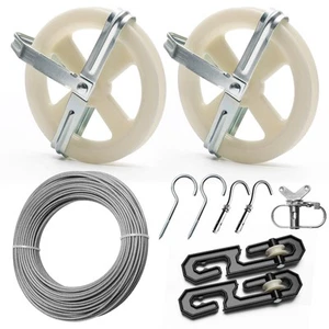 Kit de tendedero exterior COITEK, kit de polea de tendedero de nylon de 5", ropa de 150 pies... - Imagen 1 de 7