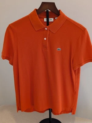 Polo Lacoste Naranja Para Mujer 42 Elástico Piqué Malla Manga Corta *ver Notas Foto 1 de 4