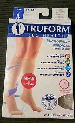 Calcetines de compresión médicos de microfibra Truform Leg Health beige firme X-grande Foto 1 de 3