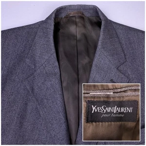 80er YSL Yves Saint Laurent Blazer Sport Mantel (42R) Herren Lammwolle Braun Ventless - Bild 1 von 10
