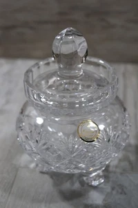 ZAJECAR 24% Lead Crystal Poland star MARMALADE JAR Dish Footed WITH LID - Picture 1 of 6