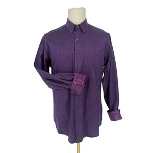 Robert Graham gewebtes Langarm-Freizeithemd mit Knopfleiste dunkellila Paisley M - Bild 1 von 8