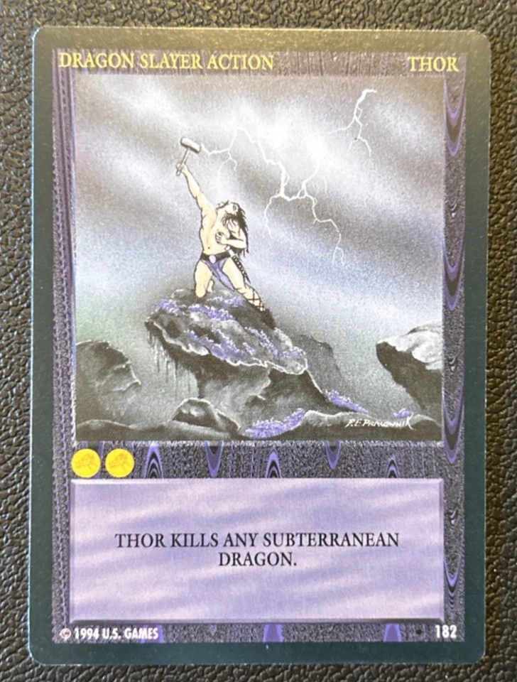 Wyvern CCG 1994 Limited Edition Common Dragon Action Slayer Card Thor #182 - Image 1 of 1