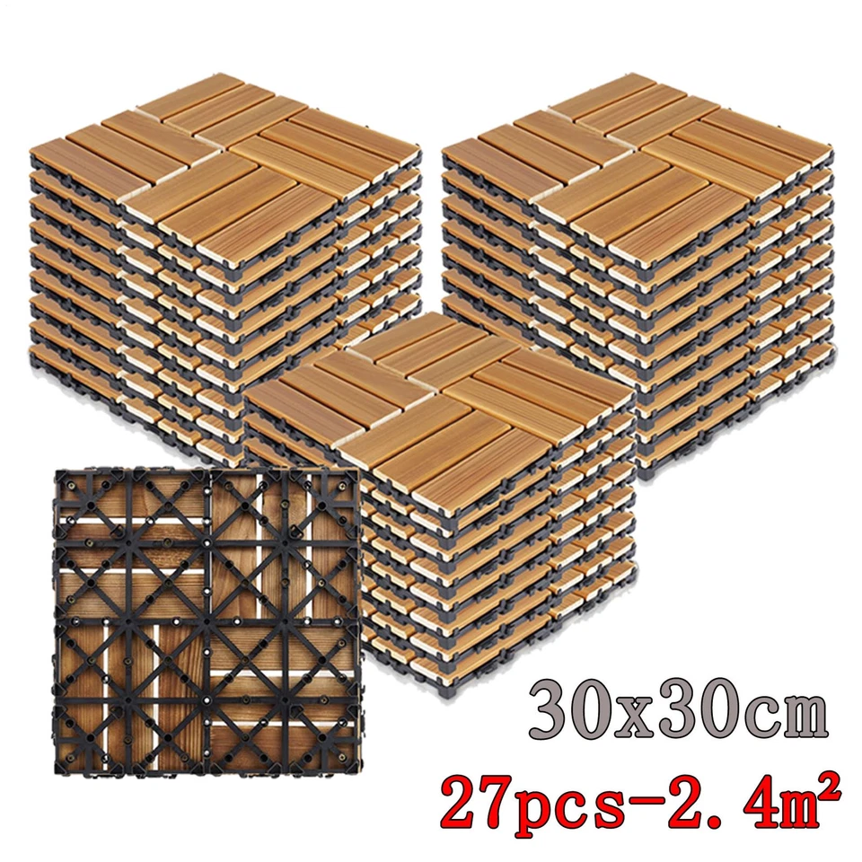 2.4m² Holzfliesen Terrassenfliesen Holz Fliesen Mosaik 30x30cm 27STK Balkonboden - Bild 1 von 4