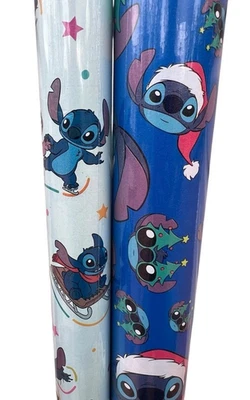 2 Rolls Disney STITCH Christmas Gift Wrapping Paper 50 sq ft Total - Image 1 of 3
