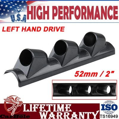 Triple 52mm A-Pillar Gauge Pod Mount Carbon Fiber for Left Hand Drive Car LHD - Image 1 of 4