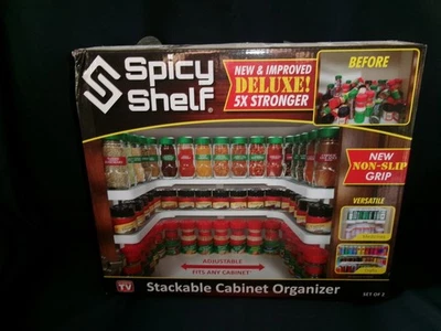 Nuevo Nuevo Nuevo en Caja Estante Picante Deluxe Apilable Gabinete Organizador Armario Gabinete Juego de 2 Foto 1 de 2
