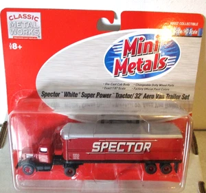 HO Mini Metals White Super Power Tractor, 32’ Aerovan Trailer, Spector - Bild 1 von 2