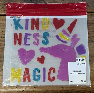 CREATOLOGY 26-pc Window GEL CLINGS “Kindness Is Magic” w/UNICORNS NEW Sealed - Picture 1 of 6