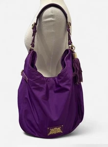 Bolso de Hombro Vintage Juicy Couture Kabelo Púrpura Tela Nailon Borla Y2K - Imagen 1 de 9