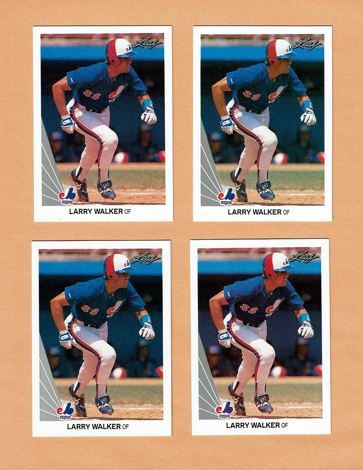 1990 Leaf 325 Larry Walker Montreal Expos Rookie Card Lot (4), NM-MT or Better - Image 1 of 2