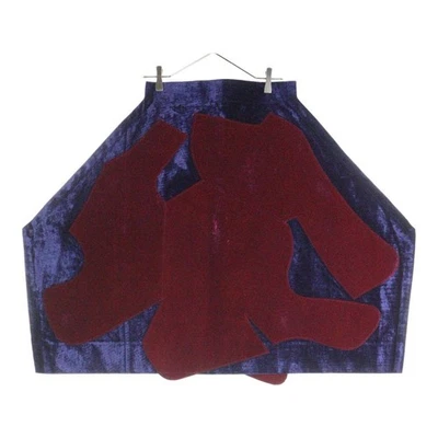 Gonna a palloncino COMME des GARCONS 12AW in velluto patchwork rosa navy da d... - Immagine 1 di 4