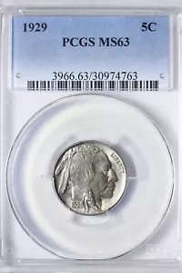 BU 1929 Buffalo Nickel PCGS MS63 Very Nice Piece RFM - Picture 1 of 3