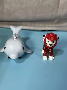 Paw Patrol, Aqua Pups Marshall and Dolphin Action Figures Set, Kids Paw Toys - Picture 1 of 4