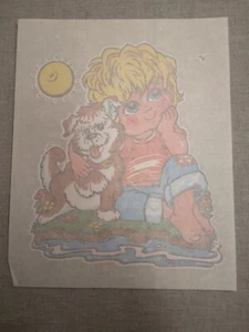 1974 Vintage ROACH “Heat Transfer” YOUNG BOY & HIS DOG Approx 8 x 10 - Picture 1 of 2