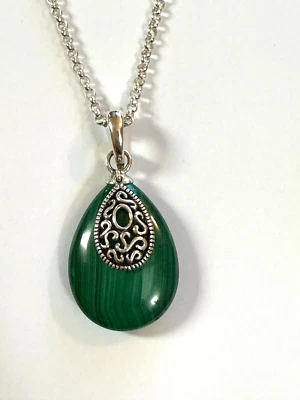 WHITNEY KELLY 925 PLATA ESTERLINA MALAQUITA POTENCIADOR ENCANTO Y CADENA ROLO CON CAJA Foto 1 de 4