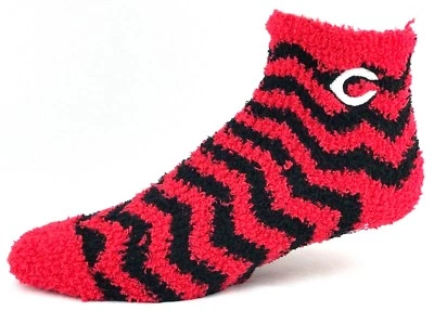 Cincinnati Reds Black & Red Chevron Gripper Bottom Fuzzy Socks - Image 1 of 3