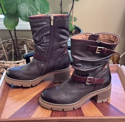 Pikolinos Mujer SORIA Bosque/Marrón Motociclista Holgado Cremallera Tacón Botas 27 Foto 1 de 4