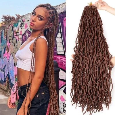 Extensiones de cabello de 36" de largo onda rizada diosa imitación locs ganchillo cabello ombre trenzado Foto 1 de 4